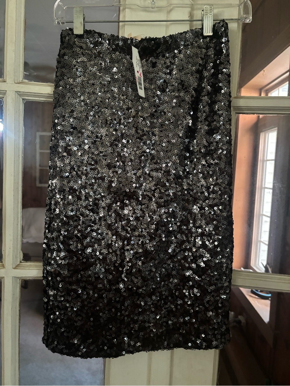 BB Dakota Black Sequin Pencil Skirt